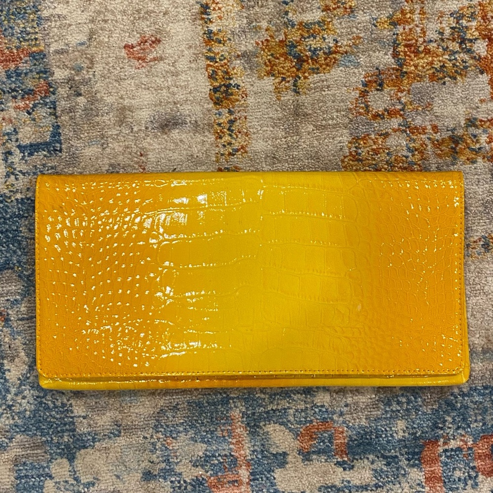 Nordstrom genuine leather clutch yellow alligator